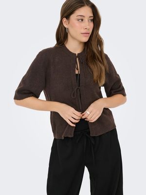 ONLSIMONI 2/4 BOW CARDIGAN KNT NOOS Coffee Bean-MELANGE