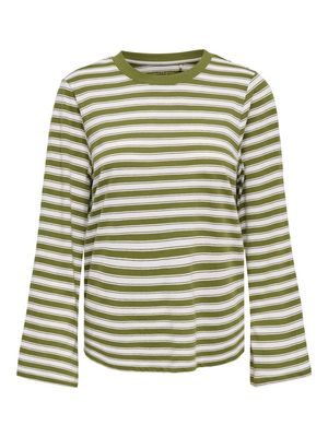 ONLLUNA HAPPY L/S O-NECK STRIPE TEE JRS Avocado/Potting soil