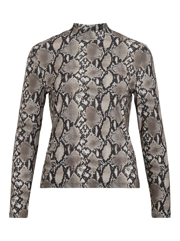 VILEOA L/S HIGH NECK TOP - NOOS Ultimate Grey/SNAKE