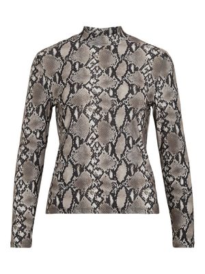 VILEOA L/S HIGH NECK TOP - NOOS Ultimate Grey/SNAKE