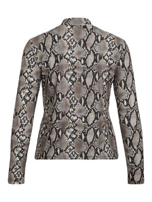 VILEOA L/S HIGH NECK TOP - NOOS Ultimate Grey/SNAKE