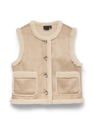VMLINA SHORT TEDDY WAISTCOAT Silver Mink/OATMEAL T
