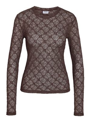 NMJUDITH L/S LACE TOP NOOS Chocolate Brown