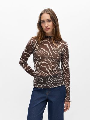 OBJNELA SLI L/S MESH TOP E REP Seal Brown/Birch
