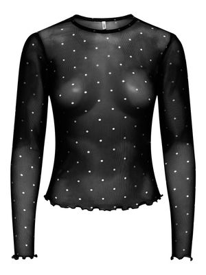 ONLNOX L/S O-NECK TOP BOX JRS Black-Dots cloud dancer