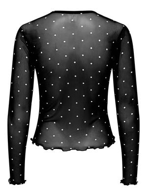ONLNOX L/S O-NECK TOP BOX JRS Black-Dots cloud dancer
