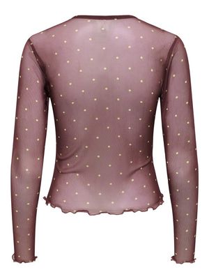 ONLNOX L/S O-NECK TOP BOX JRS Decadent Chocolate-Dots wild I