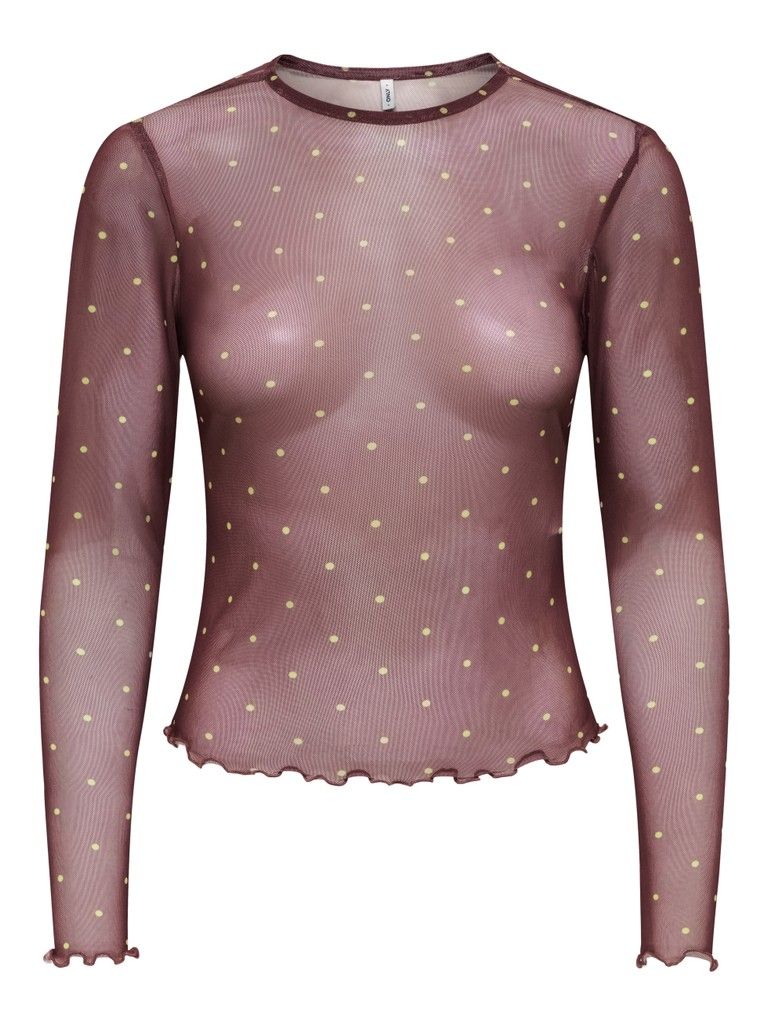 ONLNOX L/S O-NECK TOP BOX JRS Decadent Chocolate-Dots wild I