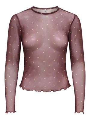 ONLNOX L/S O-NECK TOP BOX JRS Decadent Chocolate-Dots wild I