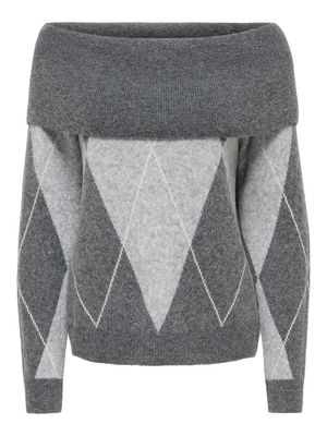 ONLALIVIA LS OFF SHOULDER KNT Dark Grey Melange-MGM-Birch M