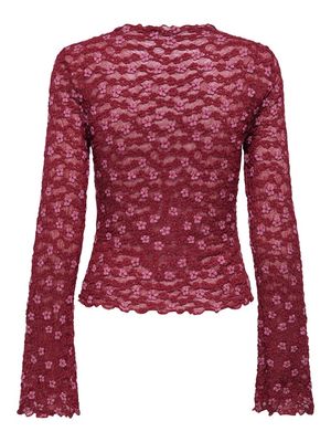 ONLLOLLIE L/S LACE TOP CS JRS Rumba Red/Pale lilac