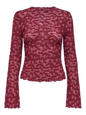 ONLLOLLIE L/S LACE TOP CS JRS Rumba Red/Pale lilac