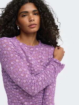 ONLLOLLIE L/S LACE TOP CS JRS Pansy/Pale violet fl