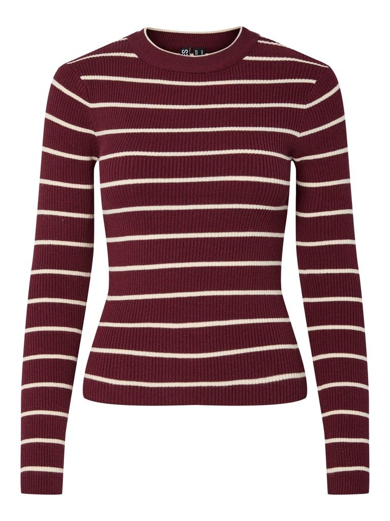 PCMIRA NEW LS O-NECK KNIT NOOS BC Tawny Port/BIRCH NAR