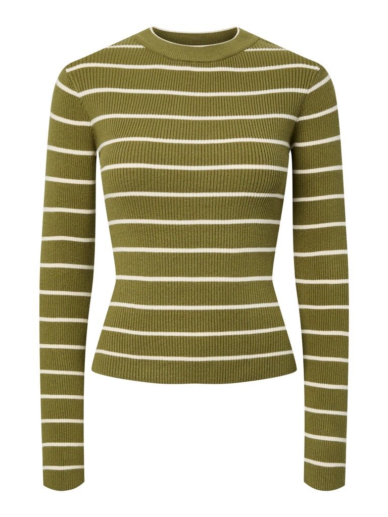 PCMIRA NEW LS O-NECK KNIT NOOS BC Sphagnum/BIRCH NARRO