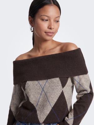 ONLALIVIA LS OFF SHOULDER KNT Coffee Bean-Walnut-Surf T Web