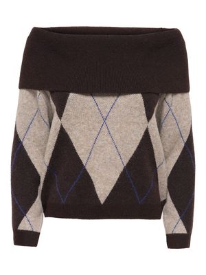 ONLALIVIA LS OFF SHOULDER KNT Coffee Bean-Walnut-Surf T Web