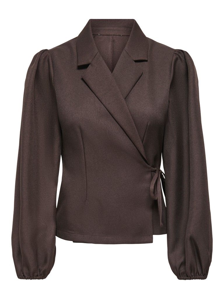 JDYJAMIE L/S TIE TOP WVN EXP Chocolate Brown