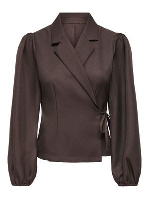 JDYJAMIE L/S TIE TOP WVN EXP Chocolate Brown