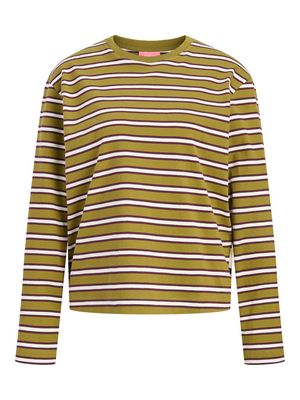 JXSOPHIA BOXY LS STRIPE TEE JRS SN Green Moss-Vanilla Ice-Winetas