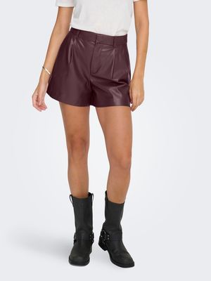 ONLSMOOTH HW FAUX LEA SHORTS CC PNT Fudge