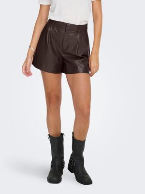 ONLSMOOTH HW FAUX LEA SHORTS CC PNT Chocolate Torte