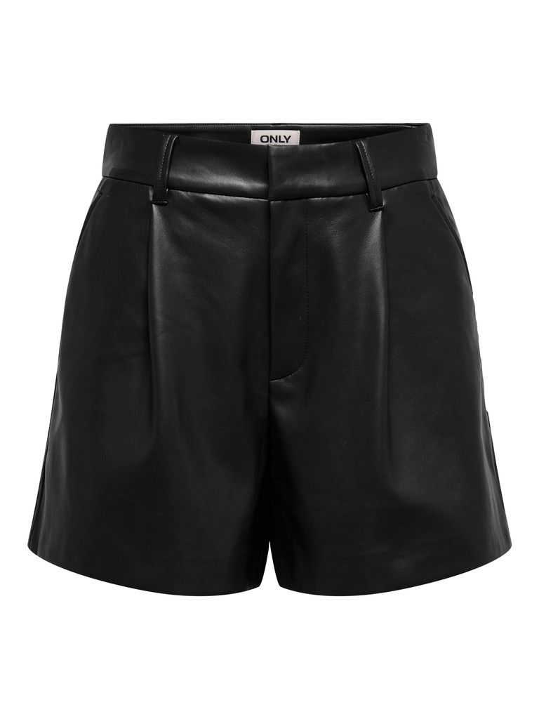 ONLSMOOTH HW FAUX LEA SHORTS CC PNT Black