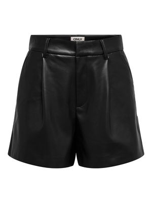 ONLSMOOTH HW FAUX LEA SHORTS CC PNT Black