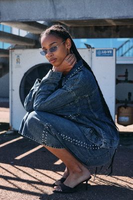 NMOREON WINDIE MW STUD JORTS AZ480MB Medium Blue Denim-AZ480MB