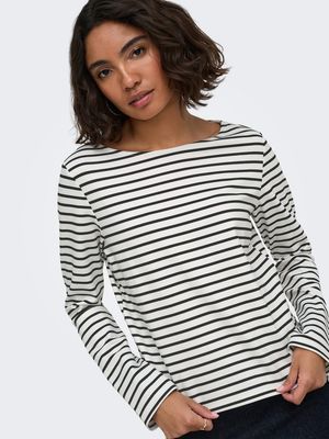 ONLKELLIE L/S BOATNECK TOP CC JRS Cloud Dancer/(Nea) b