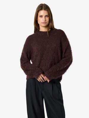 NMSASSY L/S O-NECK KNIT NOOS Chocolate Plum