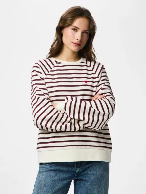 PCGRETA LS EMB UB SWEAT NOOS Cloud Dancer/TAWNY P
