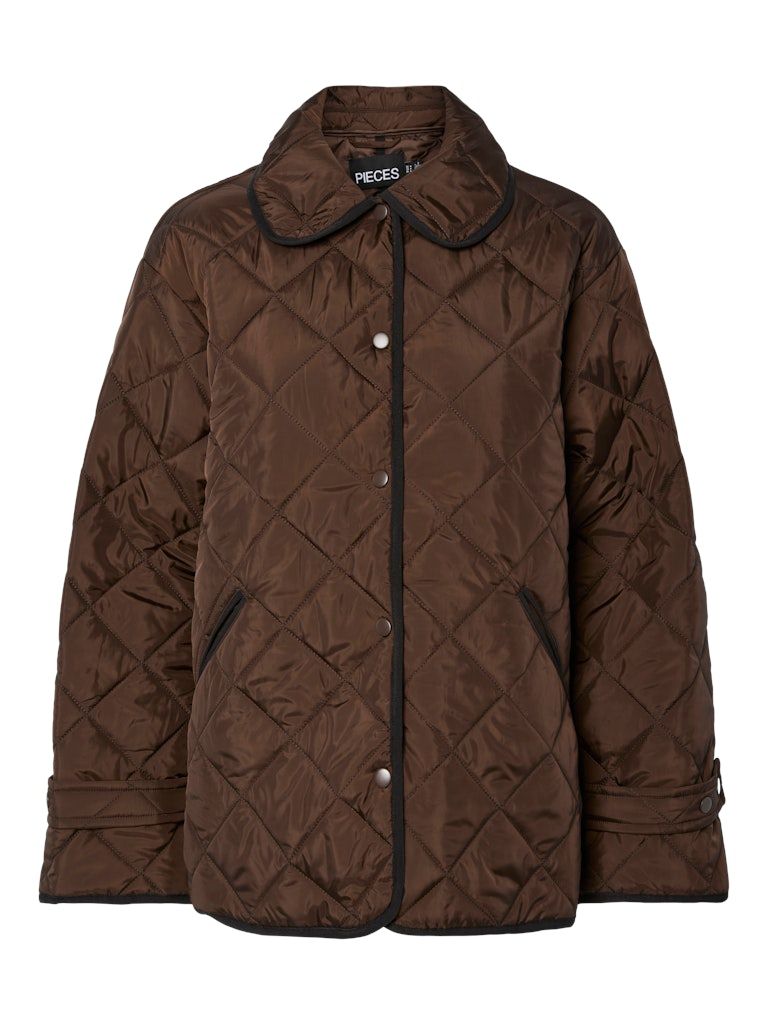 PCEMILY SHORT QUILTED JACKET NOOS BC Hot Fudge/BLACK BIND