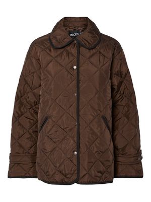 PCEMILY SHORT QUILTED JACKET NOOS BC Hot Fudge/BLACK BIND