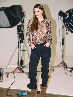 NMJUDITH L/S MESH TOP BG NOOS Black/NATURAL LEO