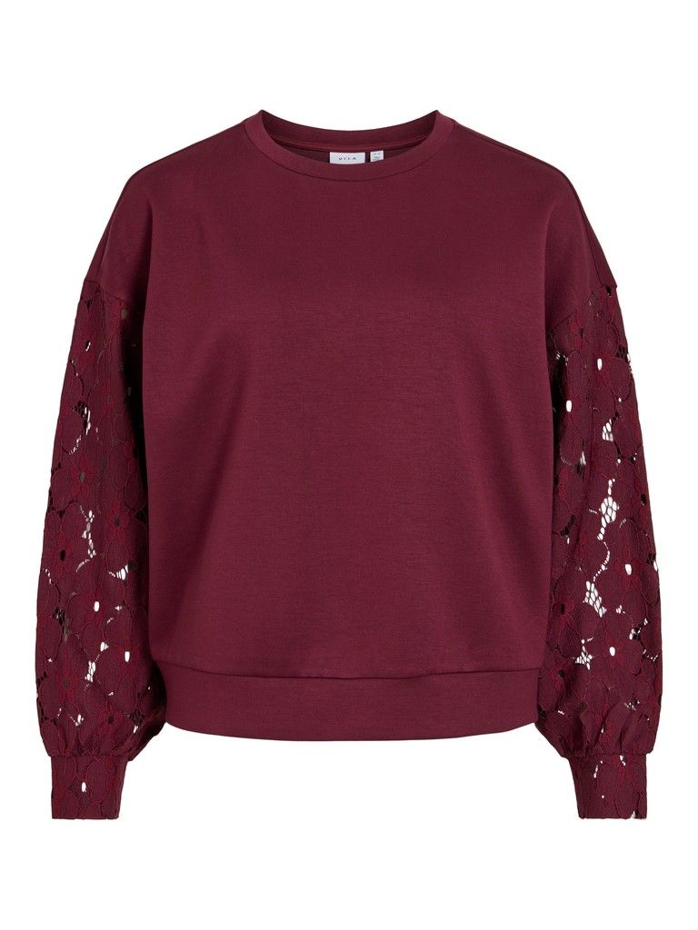 VISAVENA LACE O-NECK L/S SWEAT/LC Port Royale