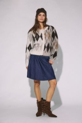 NMBLESS L/S ARGYLE KNIT CARDIGAN Birch-ARGYLE