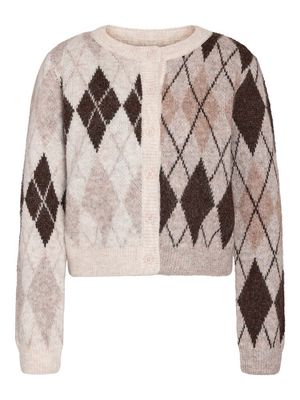 NMBLESS L/S ARGYLE KNIT CARDIGAN Birch-ARGYLE