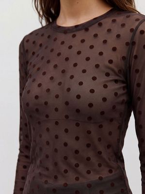 VMLOVA LS MESH TOP JRS NOOS Chocolate Torte/Dot
