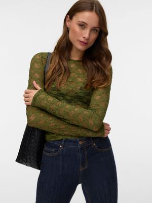 VMBONITA LS O-NECK TOP JRS Sphagnum/SOLID