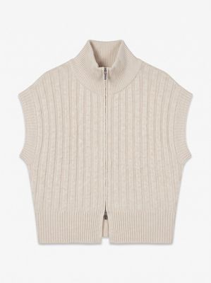 VMBANG RIB SL HIGHNECK ZIPPER VEST NOOS Birch/MELANGE