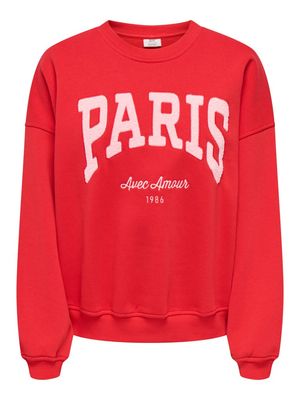 JDYMESA L/S O-NK EMB SWEAT JRS NOOS Racing Red/PARIS AVE