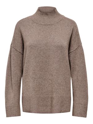 ONLMARY LS HIGH NECK SLIT KNT NOOS Shaved Chocolate/Mel