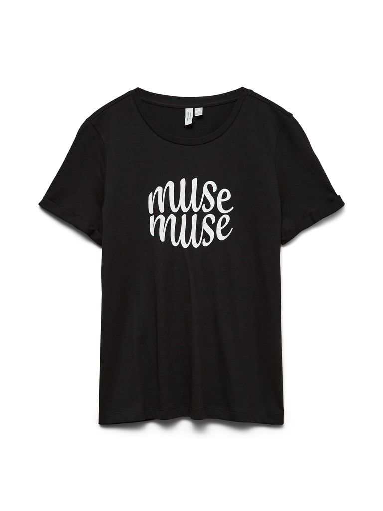 VMLALE S/S O-NECK T-SHIRT JRS BTQ Black/MUSE WHITE