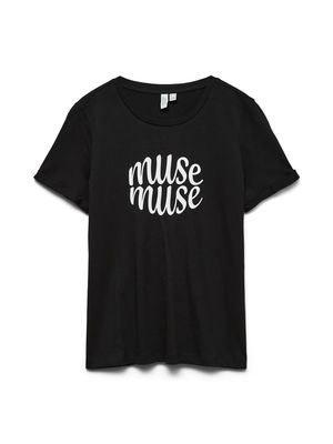 VMLALE S/S O-NECK T-SHIRT JRS BTQ Black/MUSE WHITE