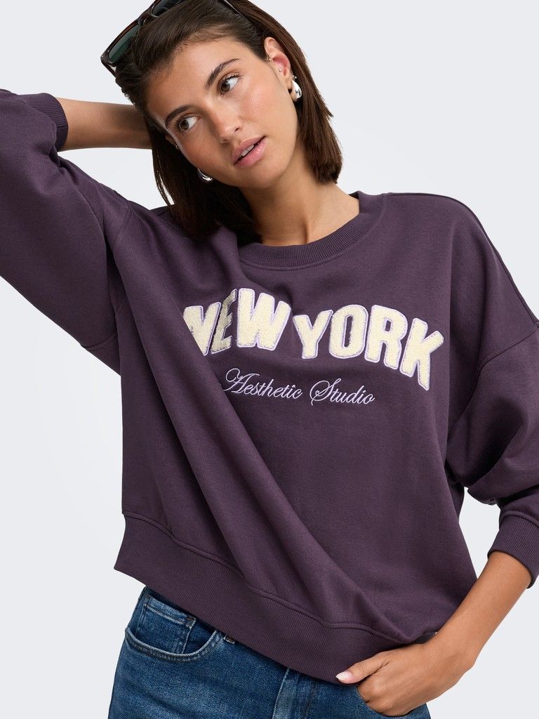 JDYMESA L/S O-NK EMB SWEAT JRS NOOS Plum Perfect/LAVENDE