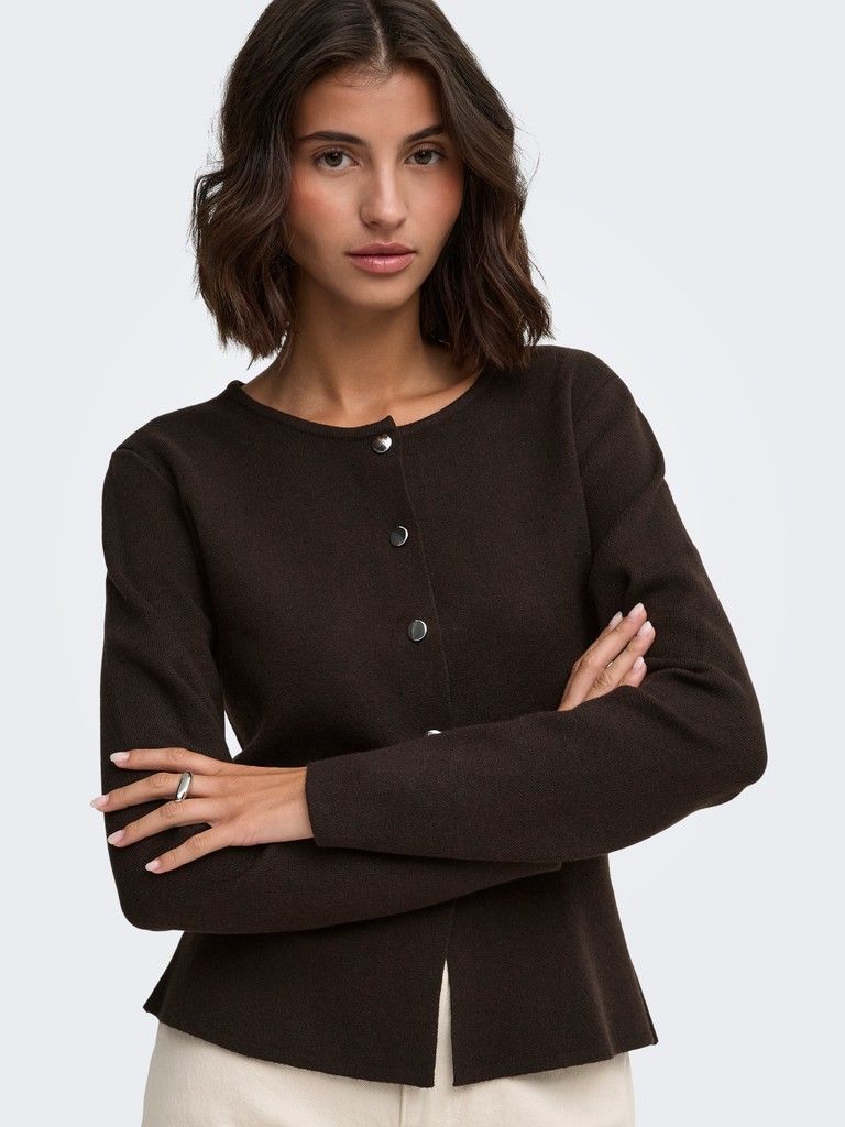 JDYPRIME LIFE L/S ON FITTED CARDIGAN KNT Chocolate Torte