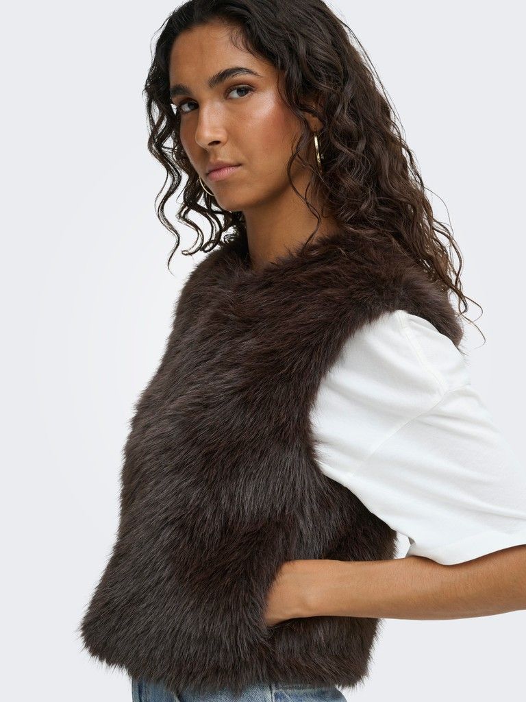 JDYORA FAUX FUR WAISTCOAT OTW QIQ NOOS Chocolate Torte