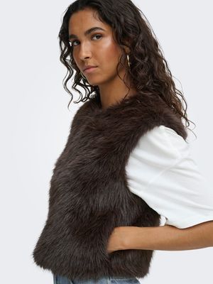 JDYORA FAUX FUR WAISTCOAT OTW QIQ NOOS Chocolate Torte