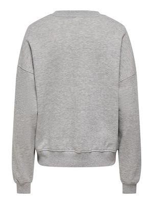 JDYMESA L/S O-NK EMB SWEAT JRS NOOS Light Grey Melange-NAVY BLAZE